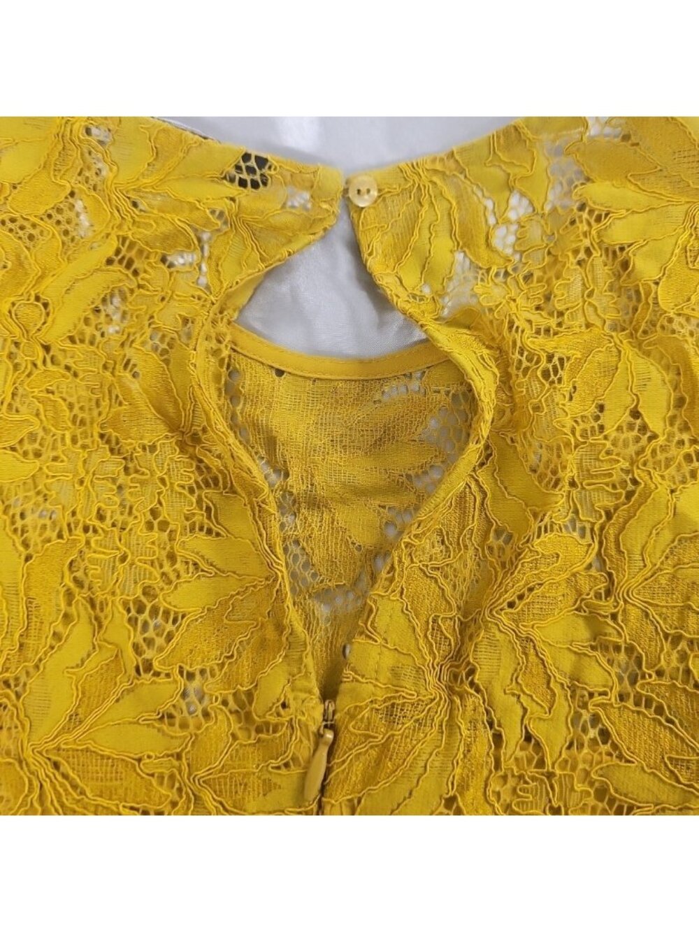 Zara Womens Large Mustard Yellow Lace Peplum Top Romantic Cottagecore Blouse - Picture 9 of 16